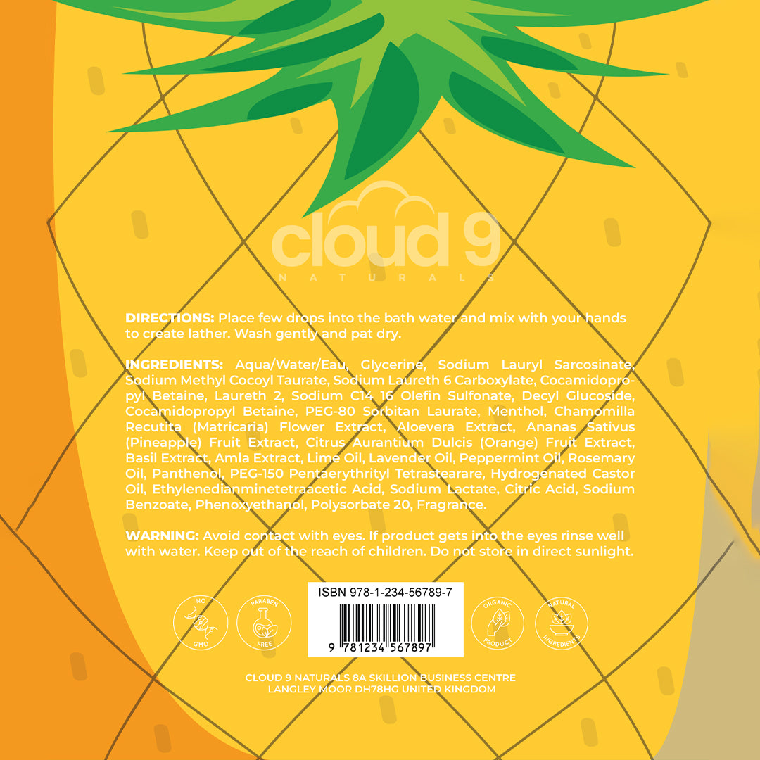 Kids Pineapple and Orange Bubble Bath & Body Wash